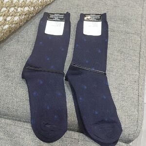Wool And Silk Navy Blue Patterned Unisex Socks